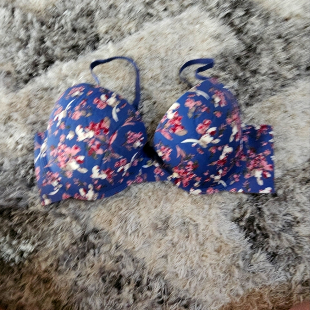 Lucky Brand Blue Floral Print Bra